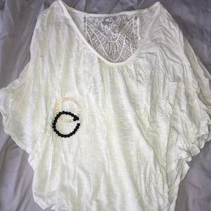White Flowy Top with Lace Back